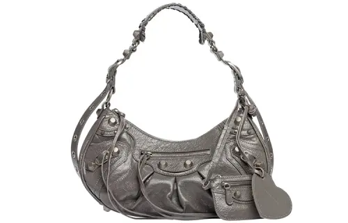 Balenciaga Leather One Shoulder Handbag, Crossbody Bag Regular Women's Gray