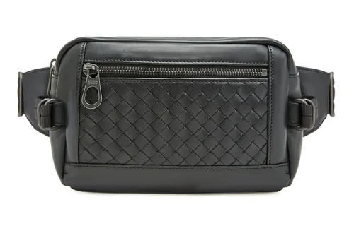 Bottega Veneta Intrecciato Weave Square Belt Bag Black