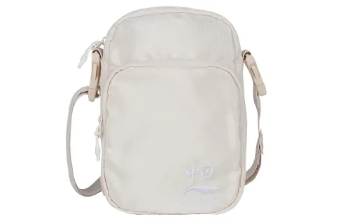Li Ning Polyester Shoulder Bag, Crossbody Bag Regular Unisex Gray White