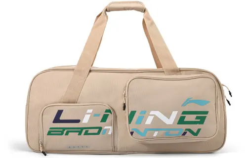 Li Ning Badminton Collection Zip Closure Polyester Badminton Racket Bag Handbag Regular Unisex Khaki