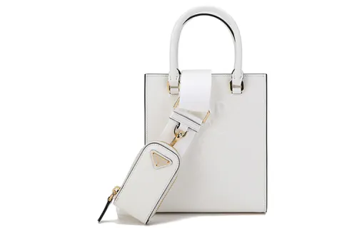 PRADA Saffiano Leather Shoulder Bag, Crossbody Bag Small Women's White