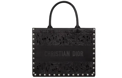 DIOR BookTote Tote Cow Leather Handbag Small Women's Black