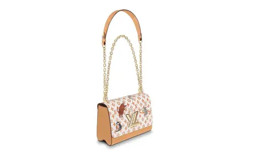 LOUIS VUITTON Twist Coated Canvas With Calfskin Shoulder Bag Medium Women's White Brown
