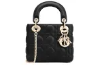 DIOR Lady Dior Matte Lambskin Handbag, Shoulder Bag, Crossbody Bag, Handbag Mini Women's Black