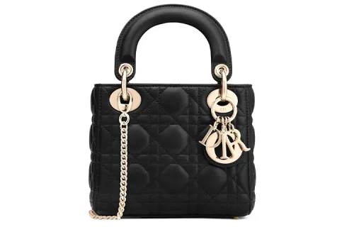 DIOR Lady Dior Matte Lambskin Handbag, Shoulder Bag, Crossbody Bag, Handbag Mini Women's Black