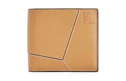 LOEWE Puzzle Soft Grain Cow Leather Wallet Men's Light Caramel