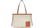 LOEWE Cushion Tote Canvas With Calfskin Tote Bag, Shopping Bag, Handbag, Shoulder Bag Women's Light Oat