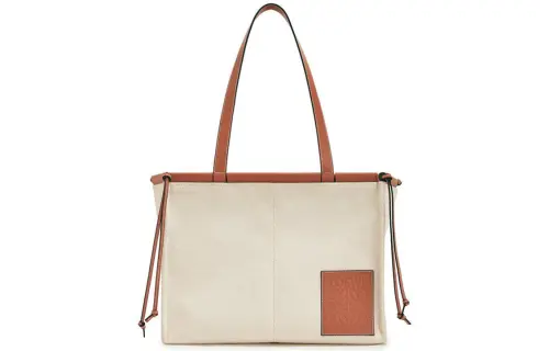 LOEWE Cushion Tote Canvas With Calfskin Tote Bag, Shopping Bag, Handbag, Shoulder Bag Women's Light Oat