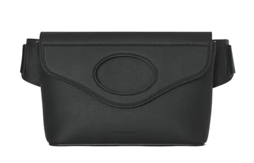 Burberry Pocket Bag Flap Closure Grain Leather Pocket Fanny Pack Men's Black