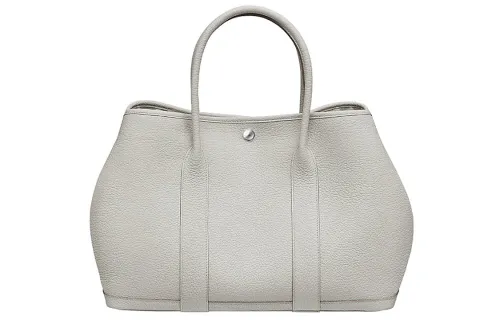 HERMES Garden Party Negonda Calfskin Handbag 36 Women's 8L Beton Glacier White