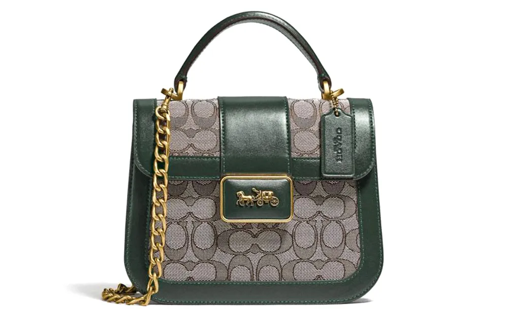 COACH Alie Artificial Leather Portable Crossbody Bag, Shoulder Bag Small Women's Green