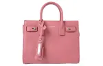 SAINT LAURENT Leather One Shoulder Handbag Women's Peach Pink