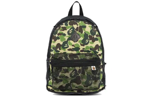 A BATHING APE Zip Closure Polyester Backpack Unisex Green