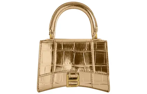 Balenciaga Hourglass Calfskin Handbag Mini Women's Gold