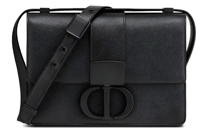 DIOR 30 Montaigne Grained Calfskin Box Bag, Shoulder Bag, Crossbody Bag Women's Black