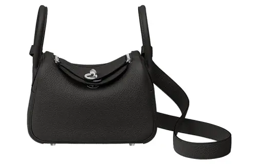 HERMES Lindy Taurillon Clemence Cow Leather Handbags 19 Women's 89 Noir Black