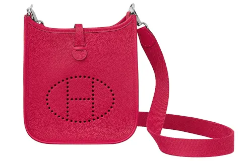 HERMES Evelyne Maurice Bullock Leather Crossbody Bag, Shoulder Bag 16 Women's 0D Rose Mexico Powder