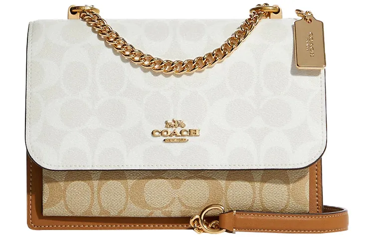 COACH Women's Klare Crossbody Bag Canvas Khaki White
