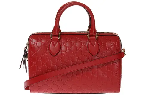 GUCCI Cow Leather Boston Bag, Shoulder Bag, Crossbody Bag, Handbag Women's Red