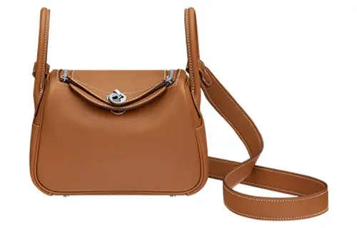 HERMES Lindy Swift Leather Handbag Mini 19 Women's Gold/Amber Yellow