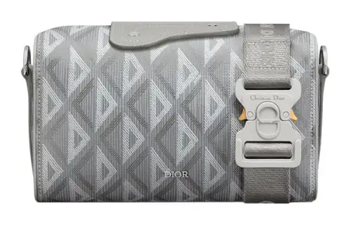 DIOR Smooth Cow Leather, Cotton, Gray Canvas Portable Crossbody Bag, Shoulder Bag Men's Gray