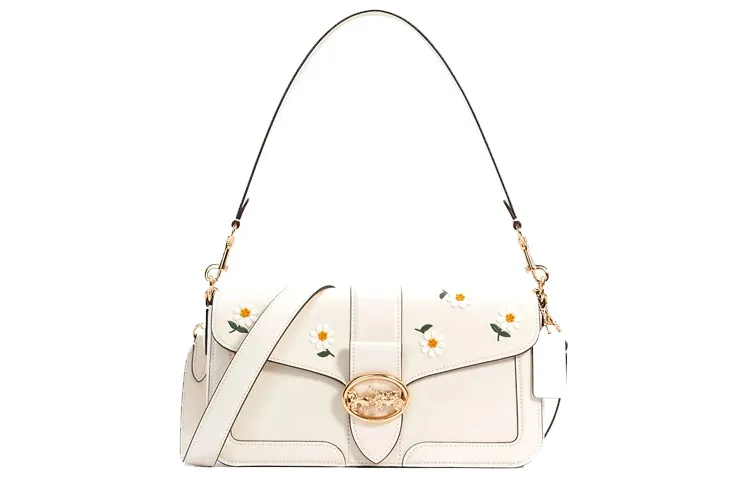 COACH Georgie Leather Wine God Bag, Shoulder Bag, Crossbody Bag, Handbag Medium Women's White