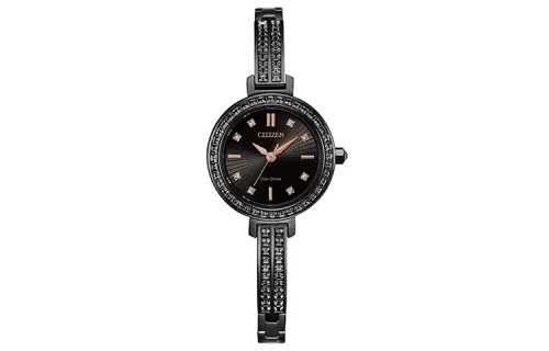 CITIZEN Light Powered Quartz Movement Stainless Steel Strap Watch Women's Watch Black Dial