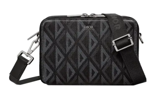 DIOR Cow Leather With Canvas Messenger Bag, Shoulder Bag, Crossbody Bag, Clutch Regular Men's Black Silver