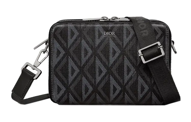 DIOR Cow Leather With Canvas Messenger Bag, Shoulder Bag, Crossbody Bag, Clutch Regular Men's Black Silver