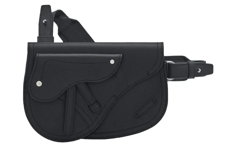 DIOR Saddle Grained Calfskin Saddle Bag Handheld One Shoulder Crossbody Fanny Pack Sling Bag Men's Marine Blue