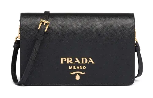 PRADA Saffiano Leather Shoulder Bag Women's Black