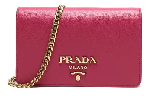 PRADA Saffiano European And American Fashion Leather Chain Bag, Shoulder Bag Women's Rose Red