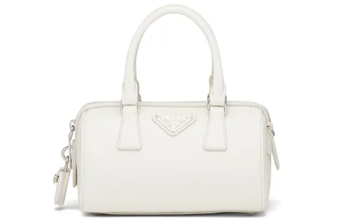 PRADA Saffiano Leather One Shoulder Handbag Regular Unisex White
