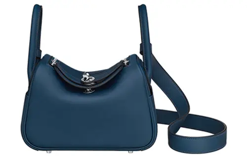 HERMES Lindy Swift Calfskin Handbags 19 Women's Marine Blue/Frida Blue