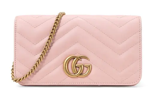 GUCCI GG Marmont Leather Shoulder Bag, Crossbody Bag Mini Women's Pink Candy