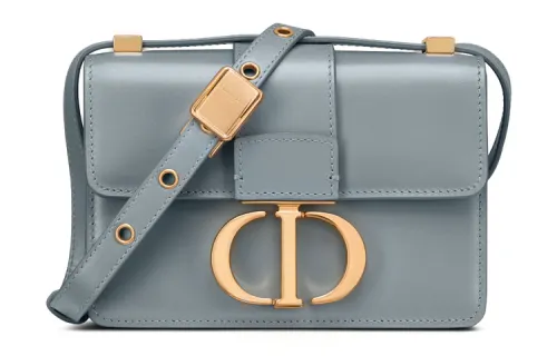 DIOR 30 Montaigne Polished Calfskin Box Bag, Crossbody Bag, Shoulder Bag Women's Blue Gray