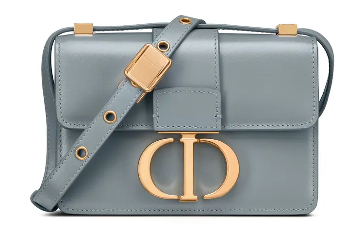 DIOR 30 Montaigne Polished Calfskin Box Bag, Crossbody Bag, Shoulder Bag Women's Blue Gray