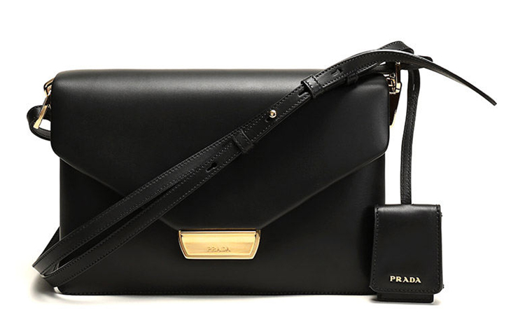 Женская сумка Prada Кожаная с клапаном (черная)