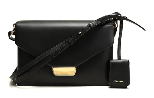 PRADA Leather Shoulder Bag Women's Black