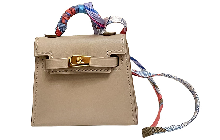 HERMES Kelly Twilly Tadelakt Calfskin Handbag Women's Argile/Bleu Jean/Rose Extreme Clay/Denim Blue/Ultra Pink