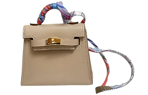 HERMES Kelly Twilly Tadelakt Calfskin Handbag Women's Argile/Bleu Jean/Rose Extreme Clay/Denim Blue/Ultra Pink