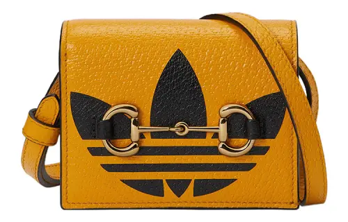 GUCCI Adidas Originals Collaboration Leather Wallet, Card Holder, Shoulder Bag Unisex Yellow