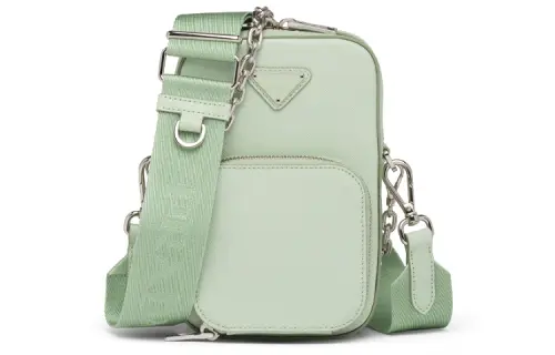 PRADA Leather Crossbody Bags Mini Women's Aqua Green