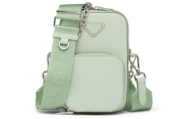 PRADA Leather Crossbody Bags Mini Women's Aqua Green