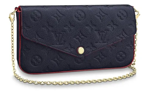 LOUIS VUITTON Pochette Félicie Soft Grain Cow Leather Shoulder Bag, Crossbody Bag Regular Women's Deep Sea Blue & Red