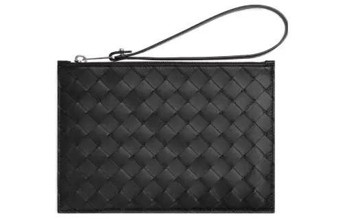 Bottega Veneta Cow Leather Clutch Medium Men's Black