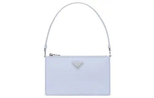 PRADA Zip Closure Leather Shoulder Bag, Handbag Mini Women's Cornflower Blue