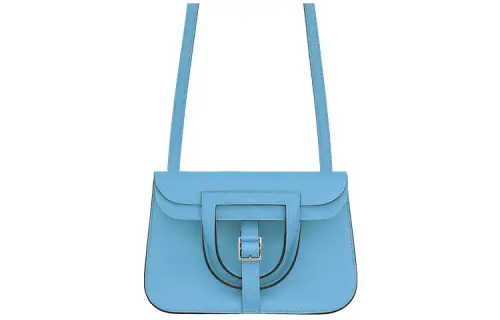 HERMES Halzan Swift Calfskin Shoulder Bag, Crossbody Bag Mini Women's Sky Blue