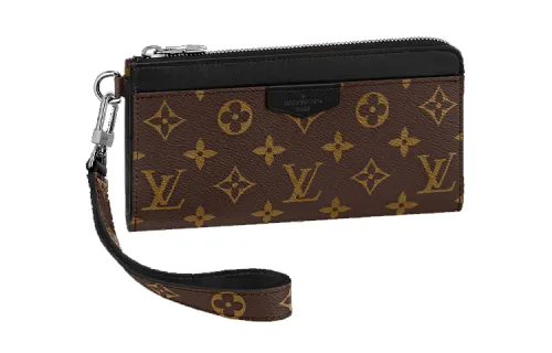 LOUIS VUITTON Zippy Canvas Coating Wallet Handbag Clutch Regular Men's Brown/Black