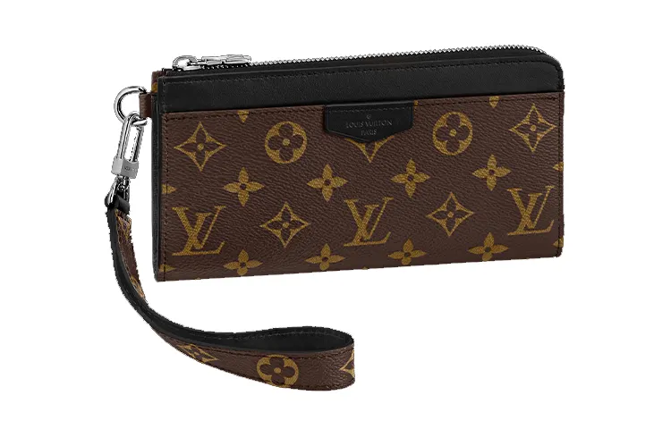 LOUIS VUITTON Zippy Canvas Coating Wallet Handbag Clutch Regular Men's Brown/Black